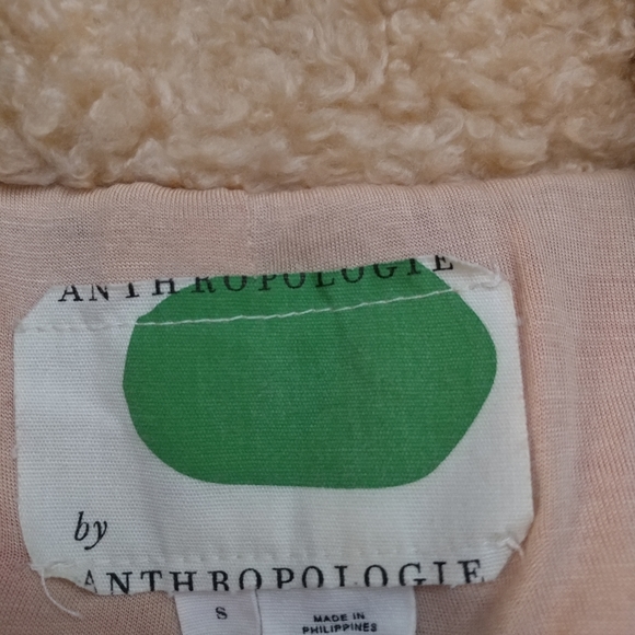 Pink and Tan Sherpa teddy coat by Anthropologie. - Picture 8 of 15